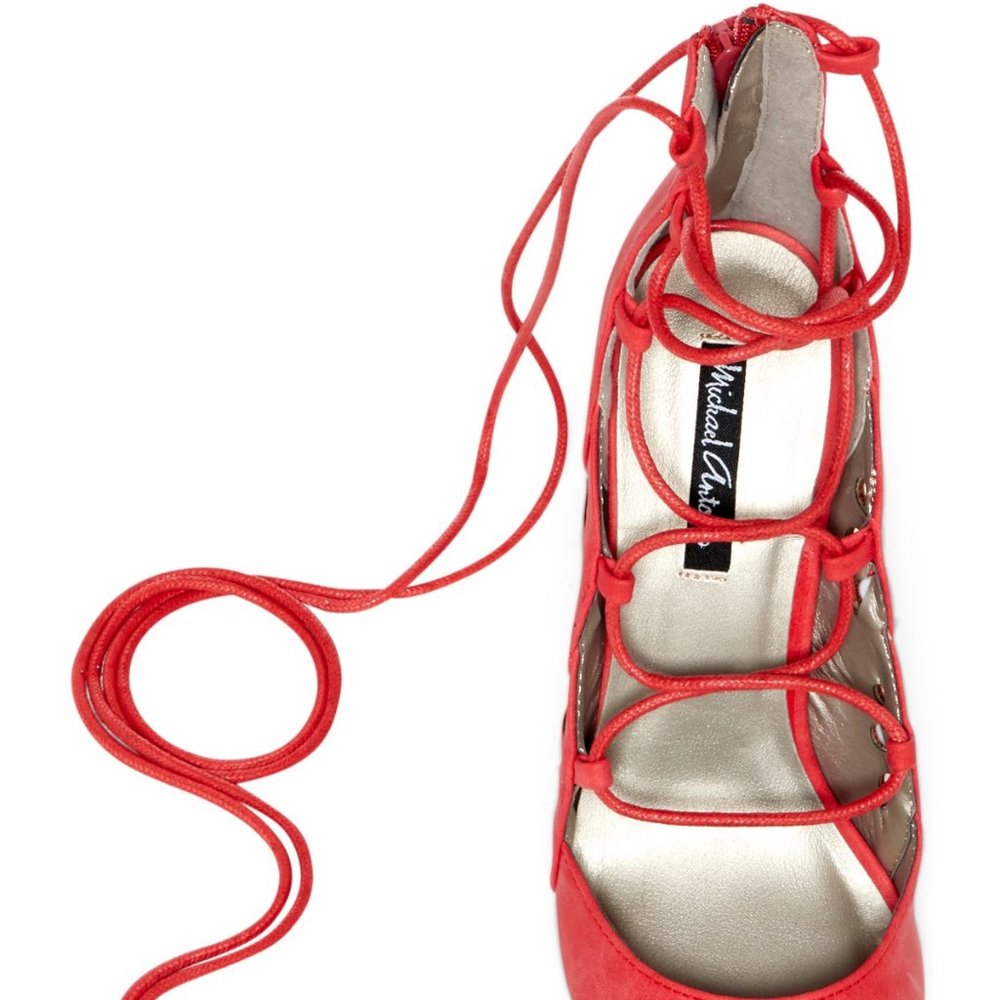 Michael Antonio NEW Heel Lace Up Gladiator Strappy Stiletto Pumps Sexy RED Women - Picture 5 of 12